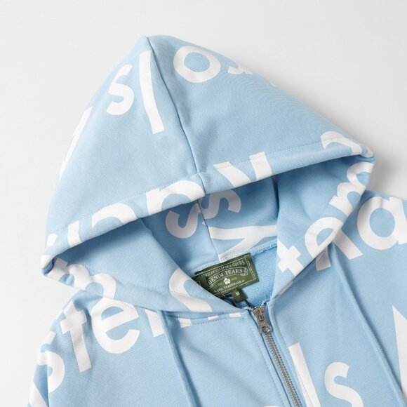 Denim Tears Light Blue Letter Zip-Up Hooded Jacket - Picture 4 of 8